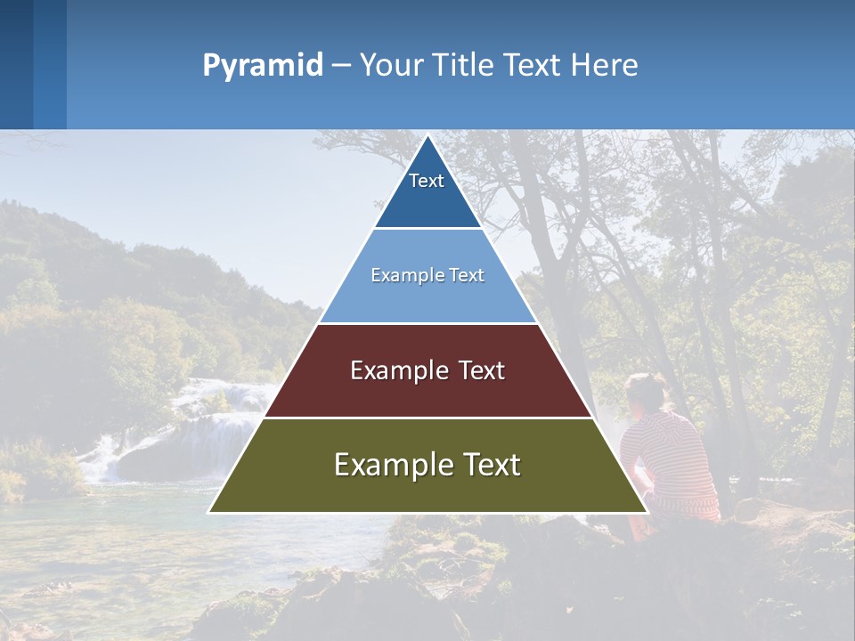 A Woman Sitting On A Rock Looking At A Waterfall PowerPoint Template