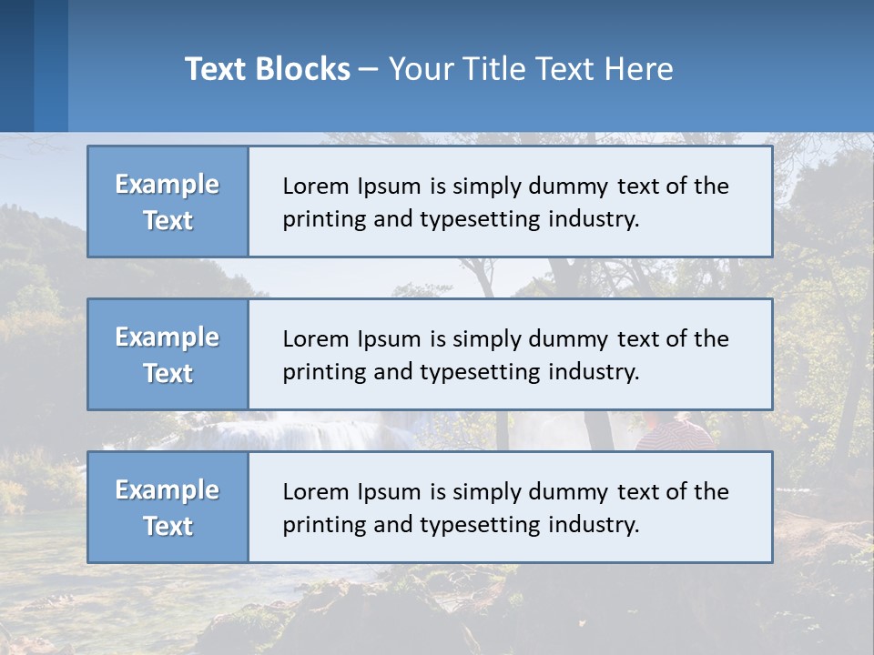 A Woman Sitting On A Rock Looking At A Waterfall PowerPoint Template