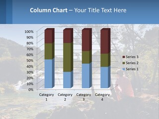 A Woman Sitting On A Rock Looking At A Waterfall PowerPoint Template