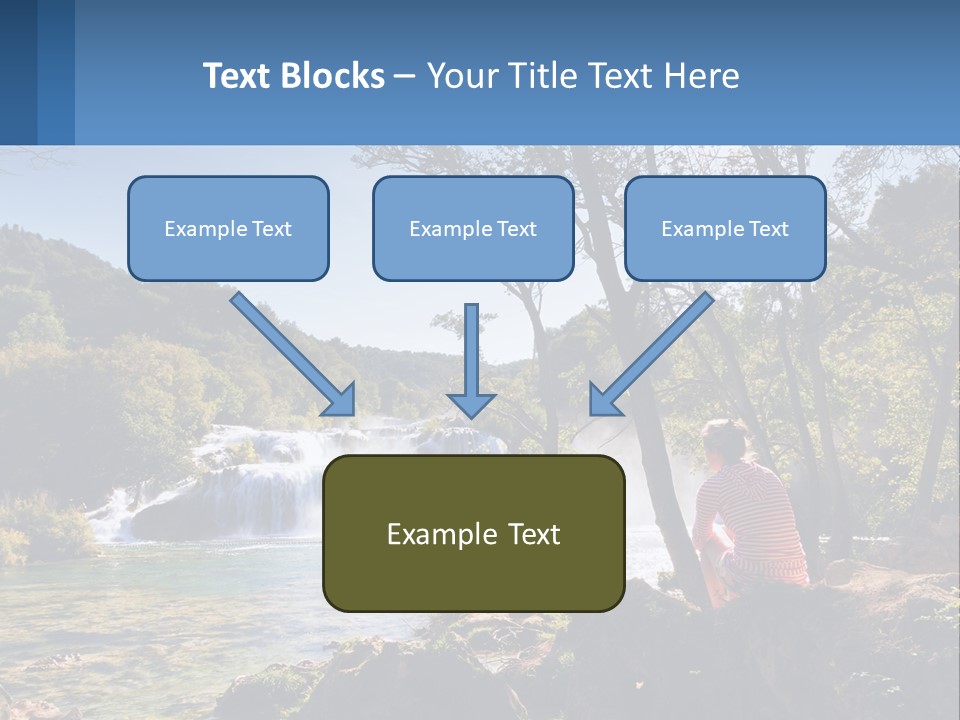 A Woman Sitting On A Rock Looking At A Waterfall PowerPoint Template