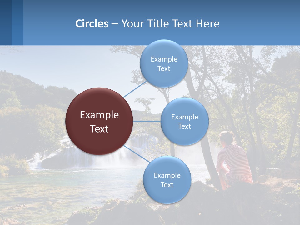 A Woman Sitting On A Rock Looking At A Waterfall PowerPoint Template