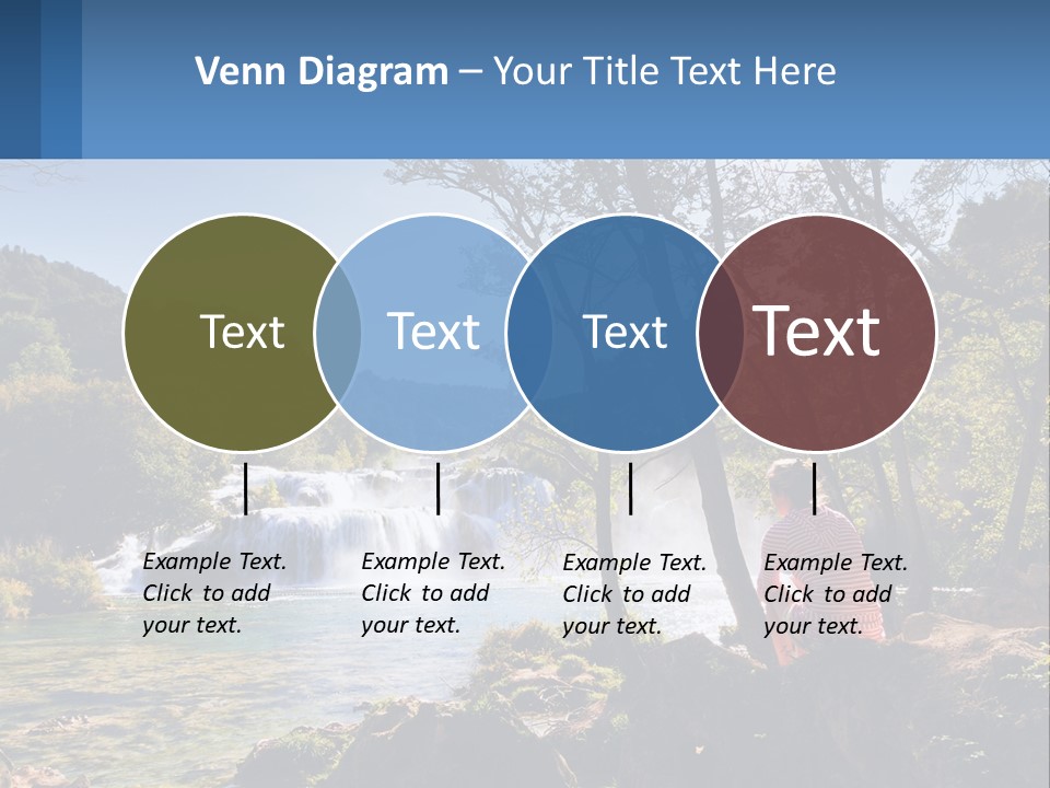 A Woman Sitting On A Rock Looking At A Waterfall PowerPoint Template