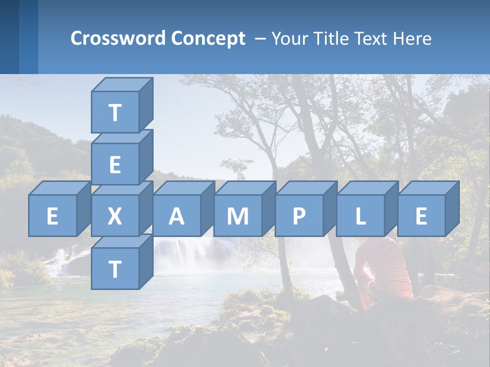 A Woman Sitting On A Rock Looking At A Waterfall PowerPoint Template