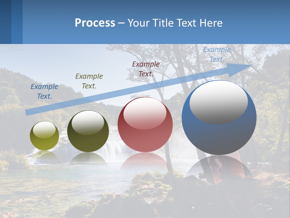 A Woman Sitting On A Rock Looking At A Waterfall PowerPoint Template