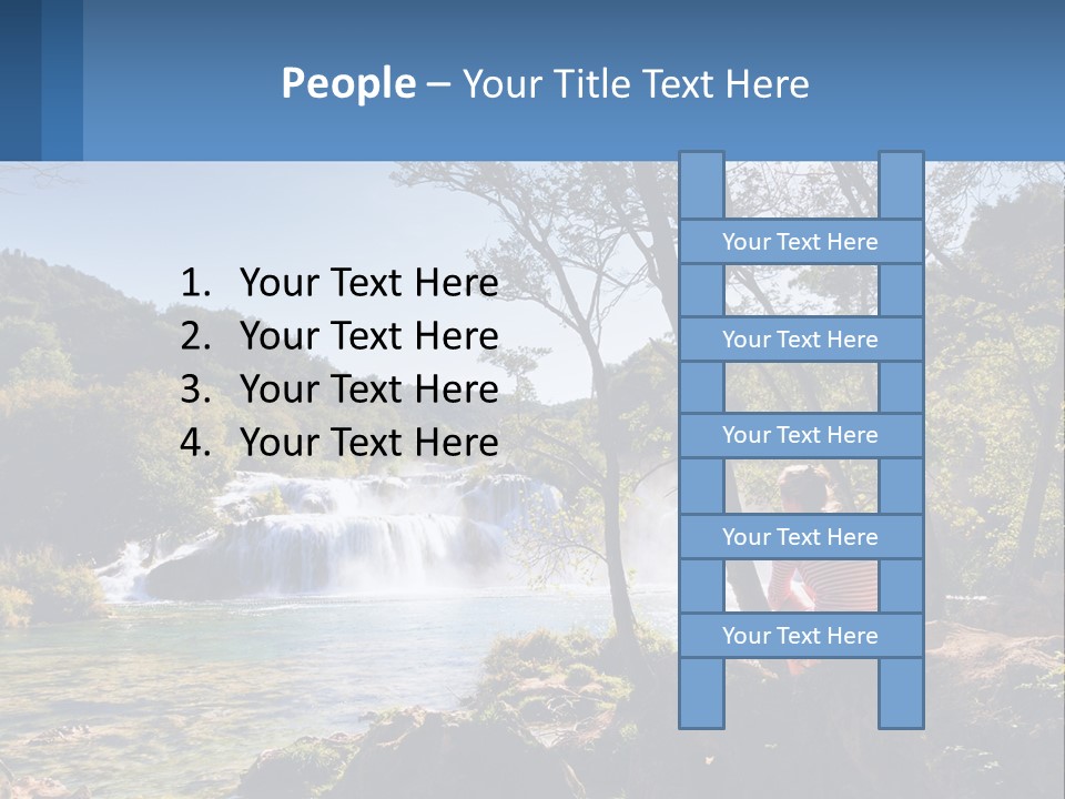 A Woman Sitting On A Rock Looking At A Waterfall PowerPoint Template