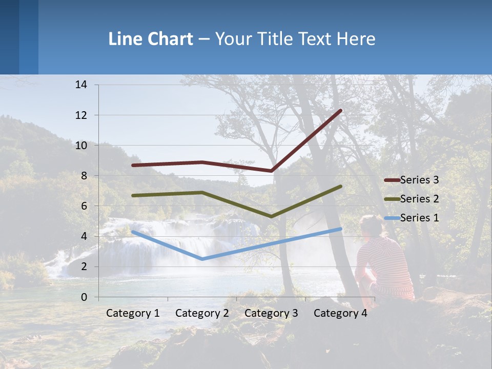 A Woman Sitting On A Rock Looking At A Waterfall PowerPoint Template