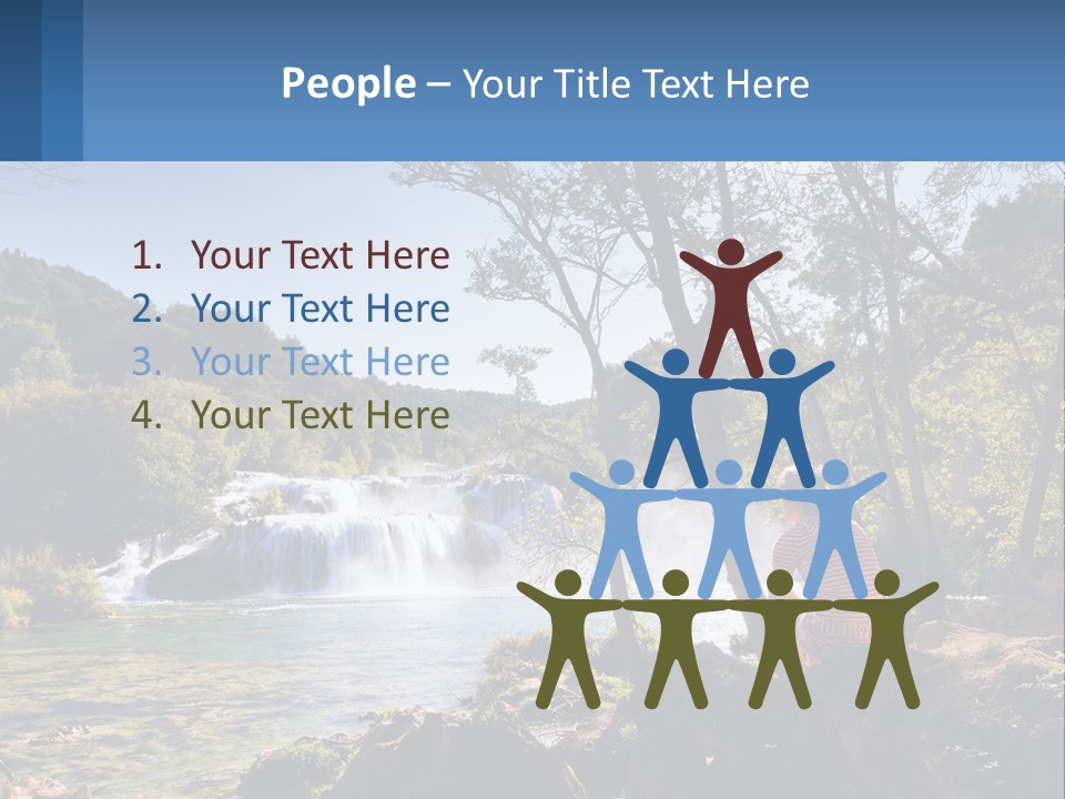 A Woman Sitting On A Rock Looking At A Waterfall PowerPoint Template