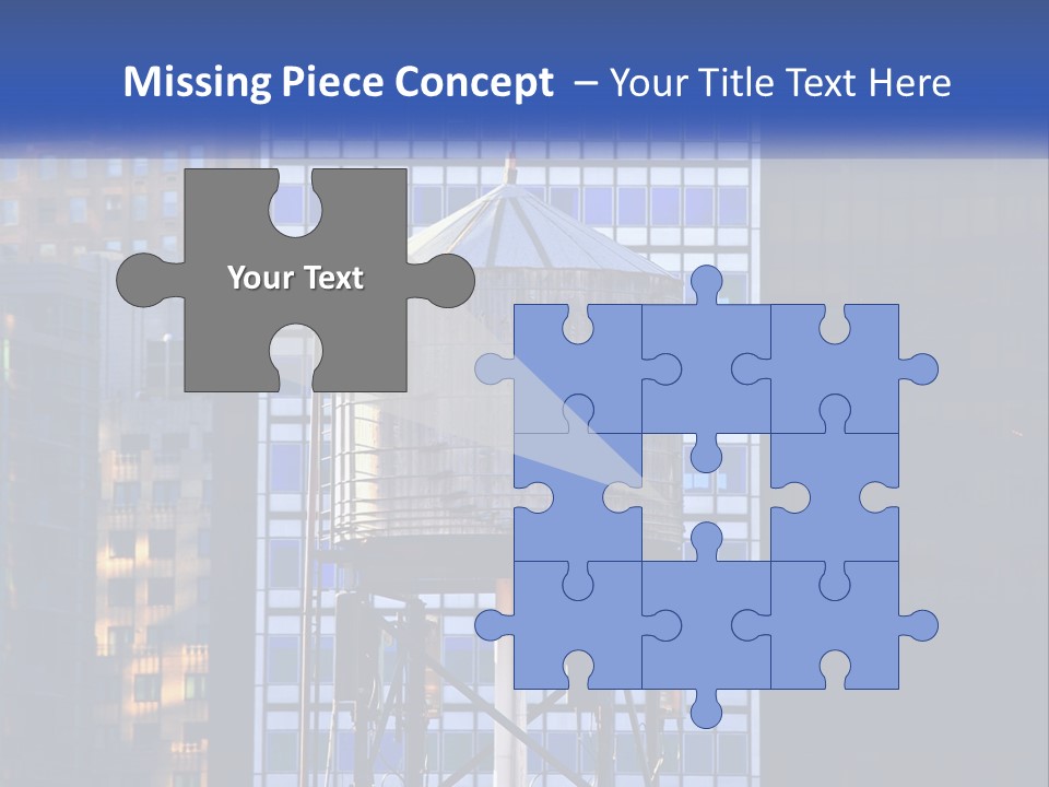 A Water Tower In Front Of A Tall Building PowerPoint Template