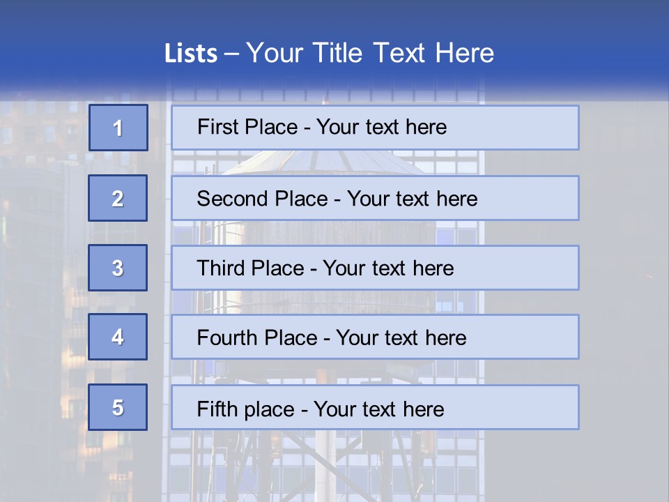 A Water Tower In Front Of A Tall Building PowerPoint Template
