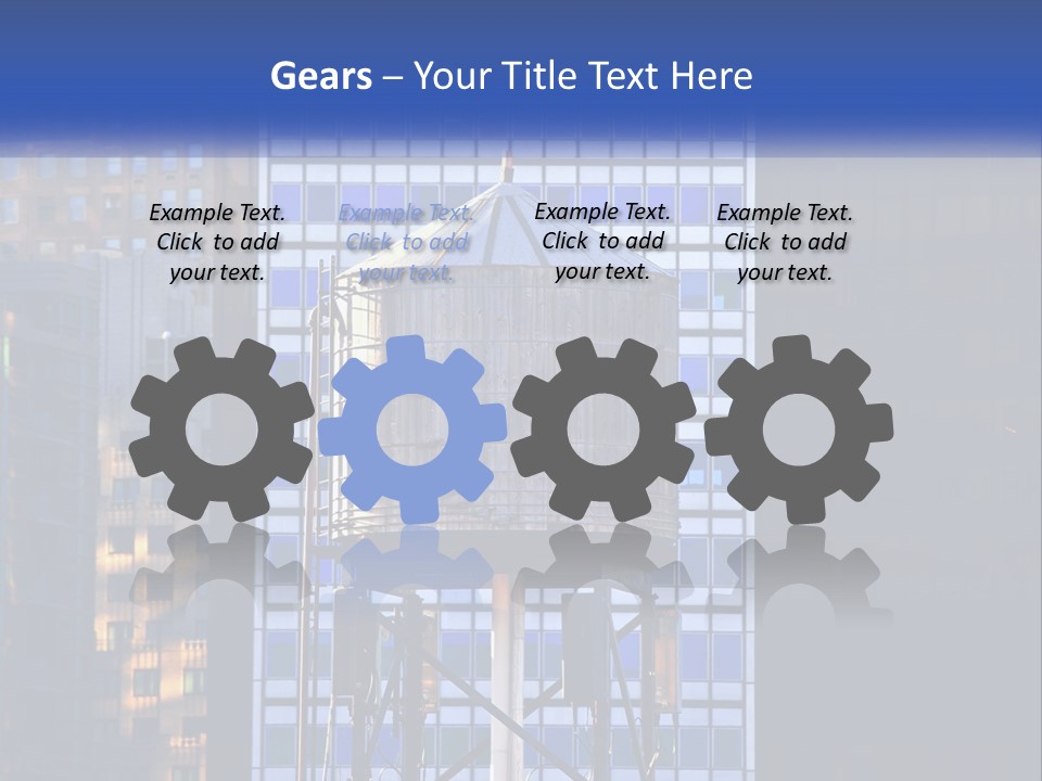 A Water Tower In Front Of A Tall Building PowerPoint Template