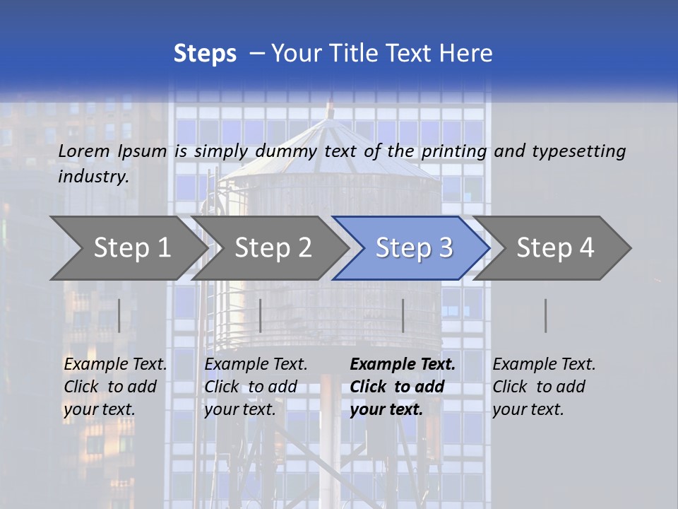 A Water Tower In Front Of A Tall Building PowerPoint Template
