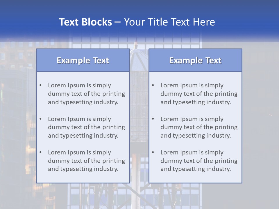 A Water Tower In Front Of A Tall Building PowerPoint Template