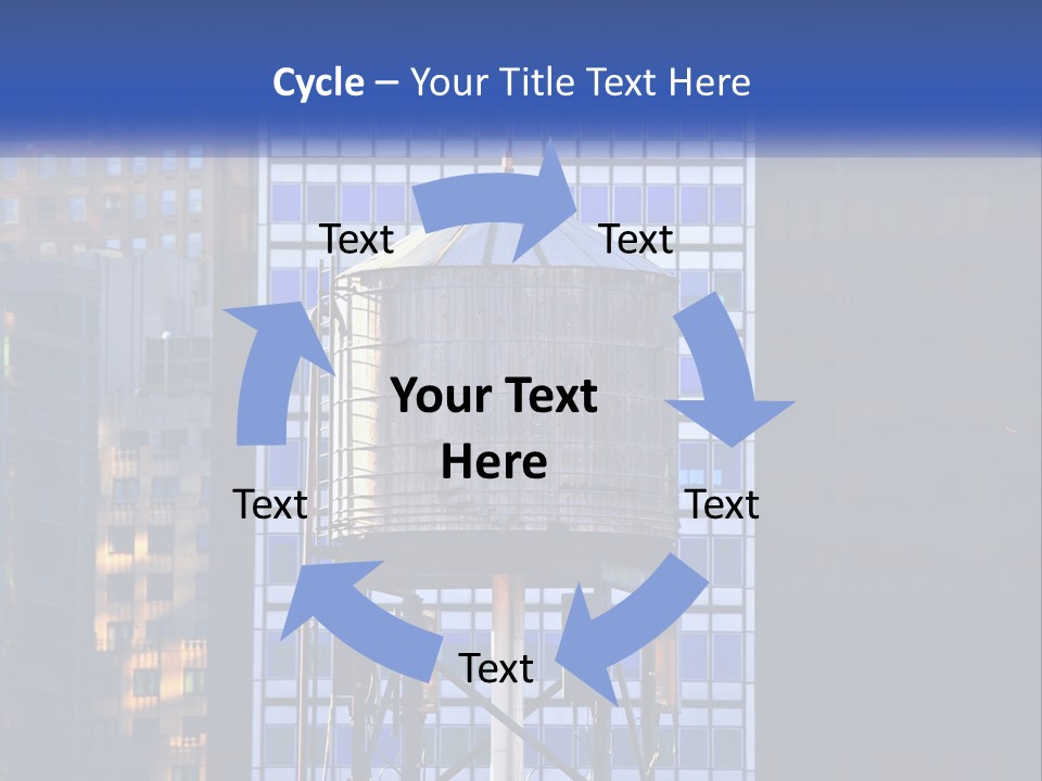 A Water Tower In Front Of A Tall Building PowerPoint Template
