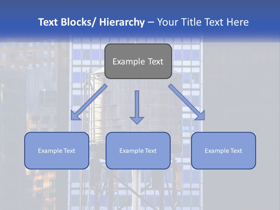 A Water Tower In Front Of A Tall Building PowerPoint Template