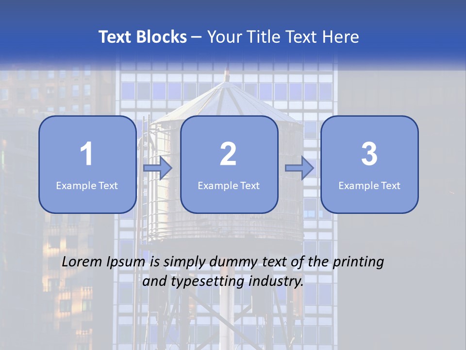 A Water Tower In Front Of A Tall Building PowerPoint Template
