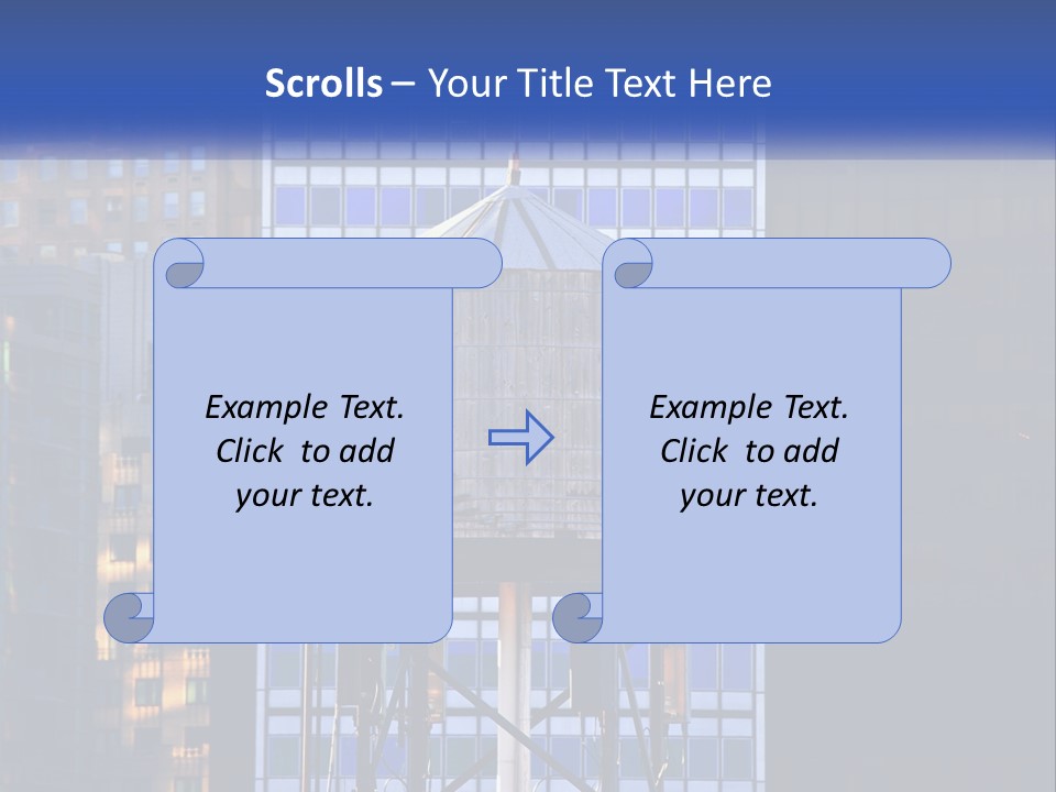 A Water Tower In Front Of A Tall Building PowerPoint Template