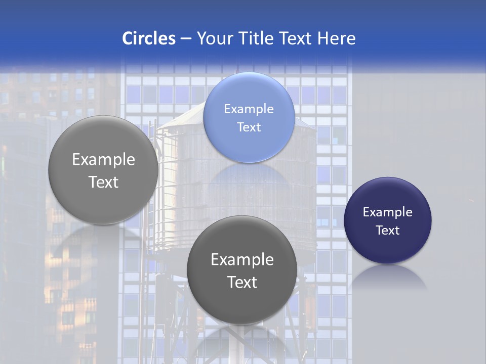 A Water Tower In Front Of A Tall Building PowerPoint Template