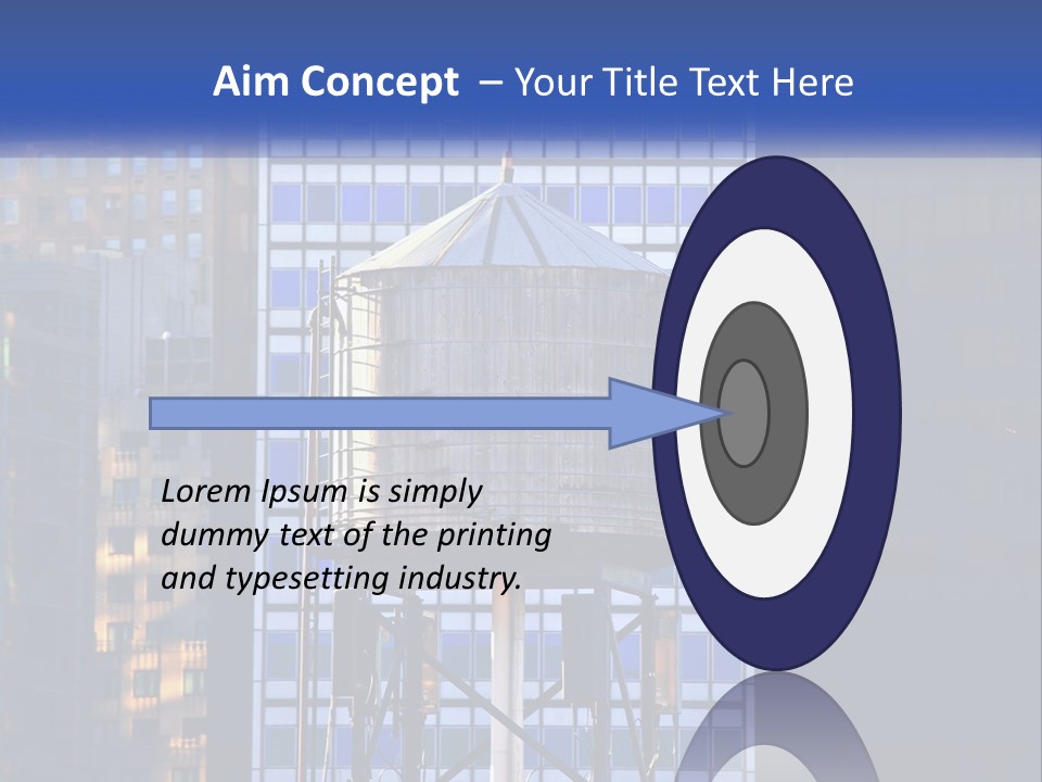 A Water Tower In Front Of A Tall Building PowerPoint Template