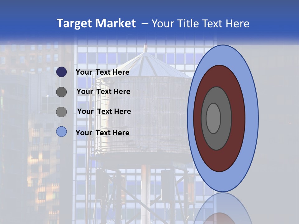 A Water Tower In Front Of A Tall Building PowerPoint Template