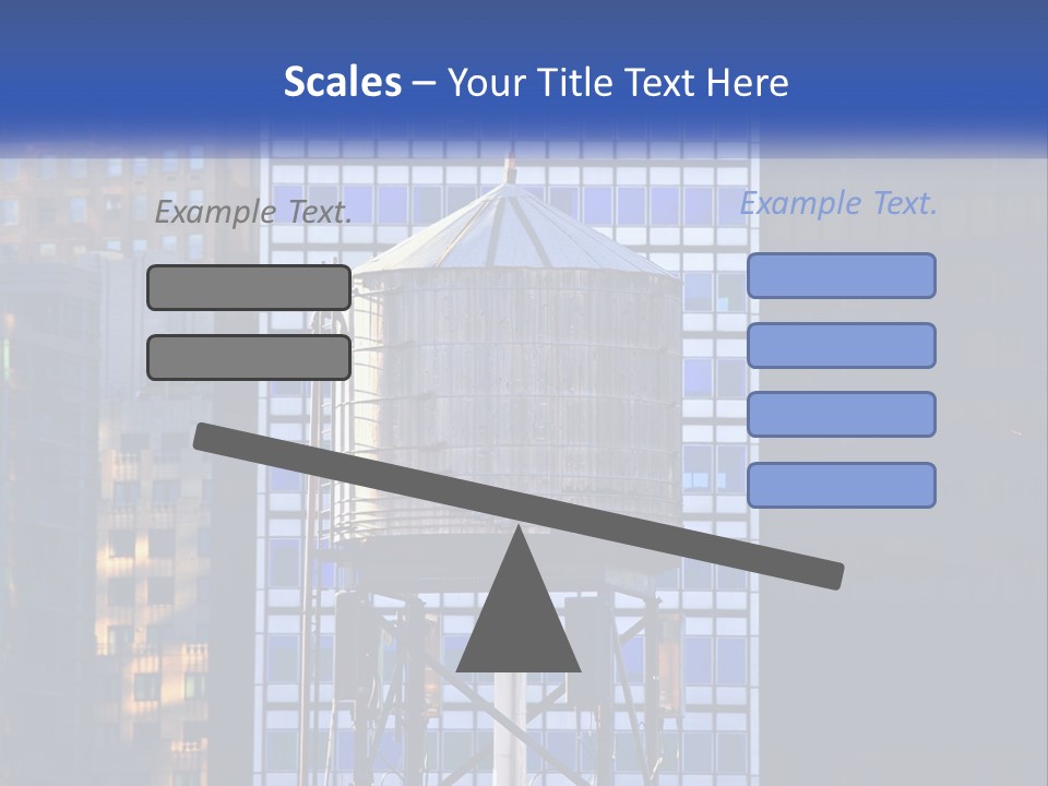A Water Tower In Front Of A Tall Building PowerPoint Template