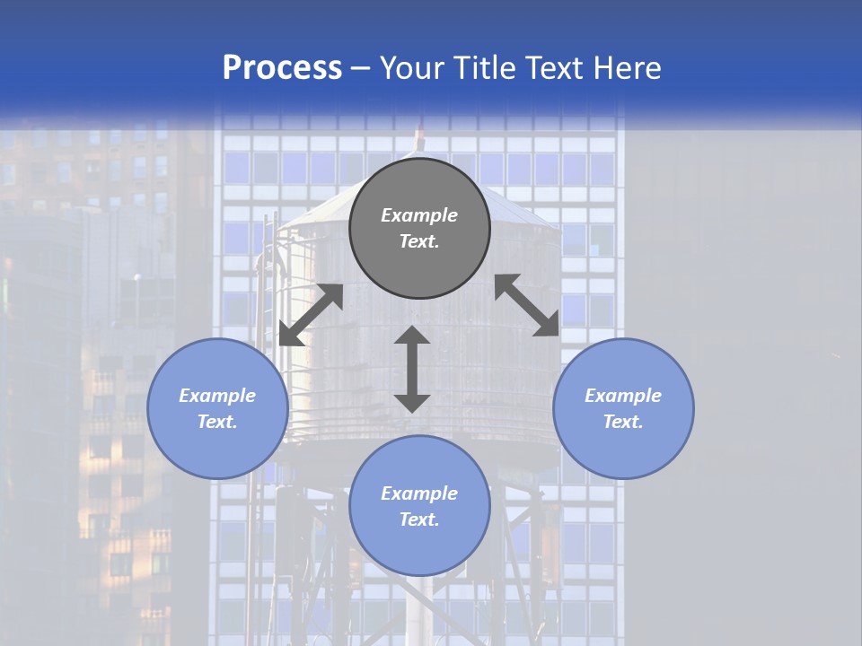 A Water Tower In Front Of A Tall Building PowerPoint Template
