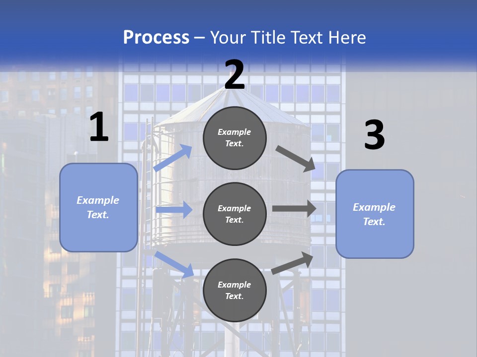 A Water Tower In Front Of A Tall Building PowerPoint Template