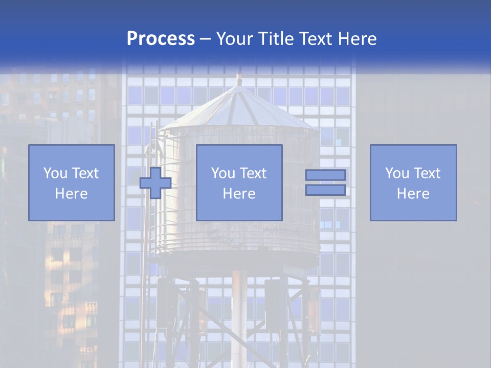 A Water Tower In Front Of A Tall Building PowerPoint Template