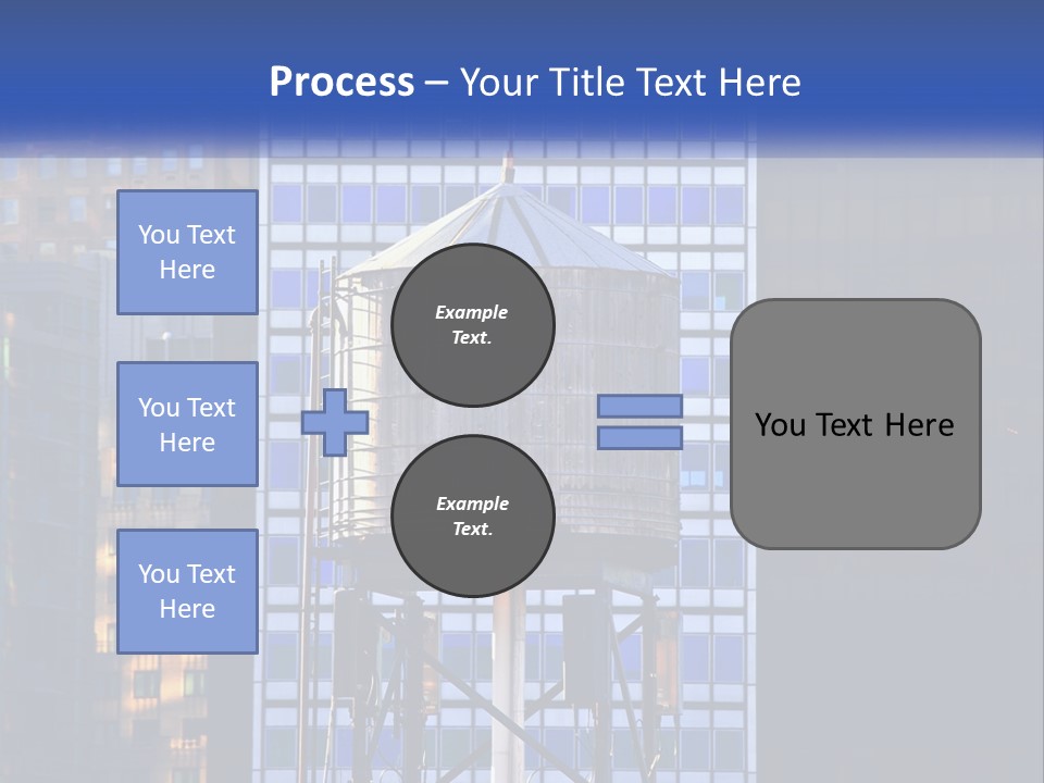 A Water Tower In Front Of A Tall Building PowerPoint Template