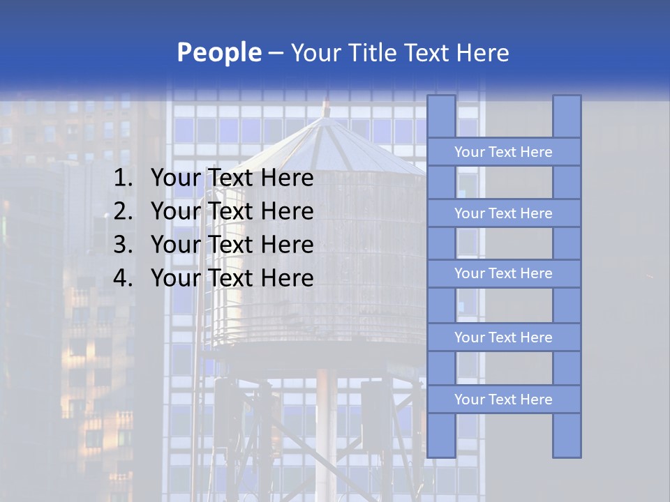 A Water Tower In Front Of A Tall Building PowerPoint Template