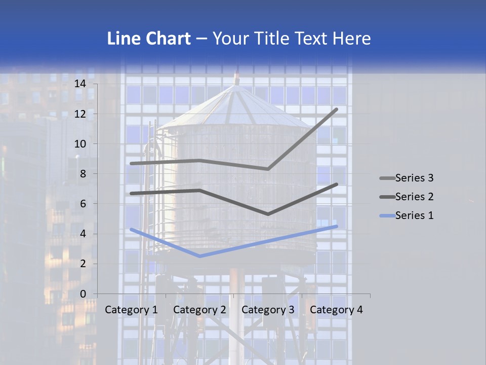 A Water Tower In Front Of A Tall Building PowerPoint Template