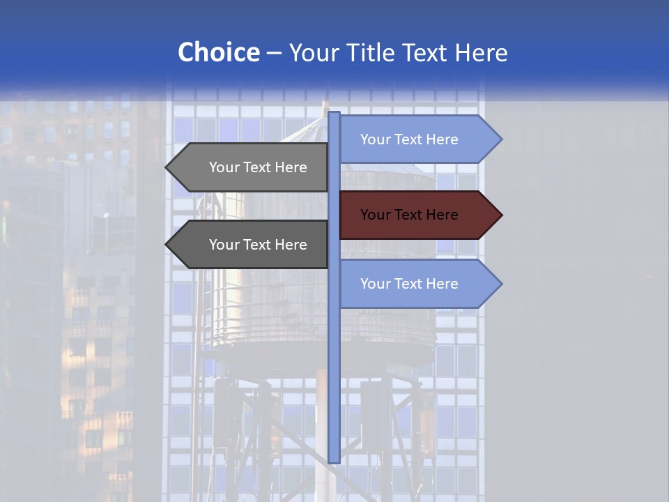 A Water Tower In Front Of A Tall Building PowerPoint Template