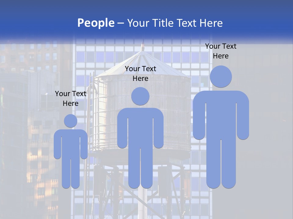 A Water Tower In Front Of A Tall Building PowerPoint Template
