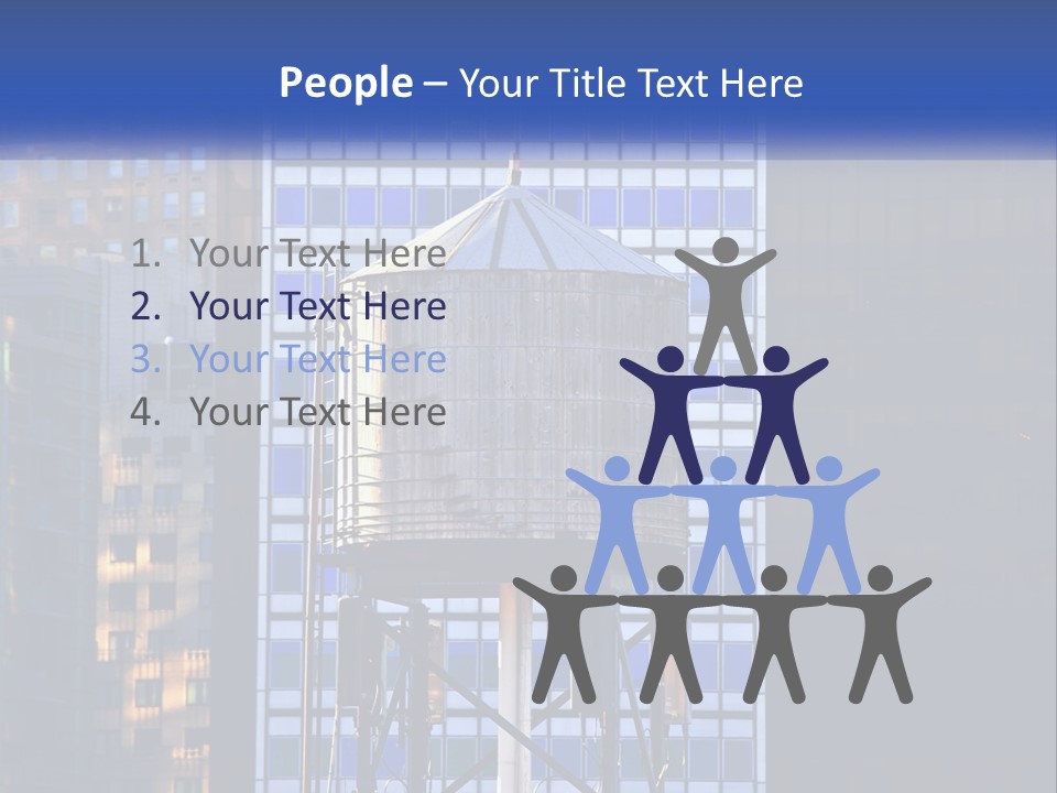 A Water Tower In Front Of A Tall Building PowerPoint Template