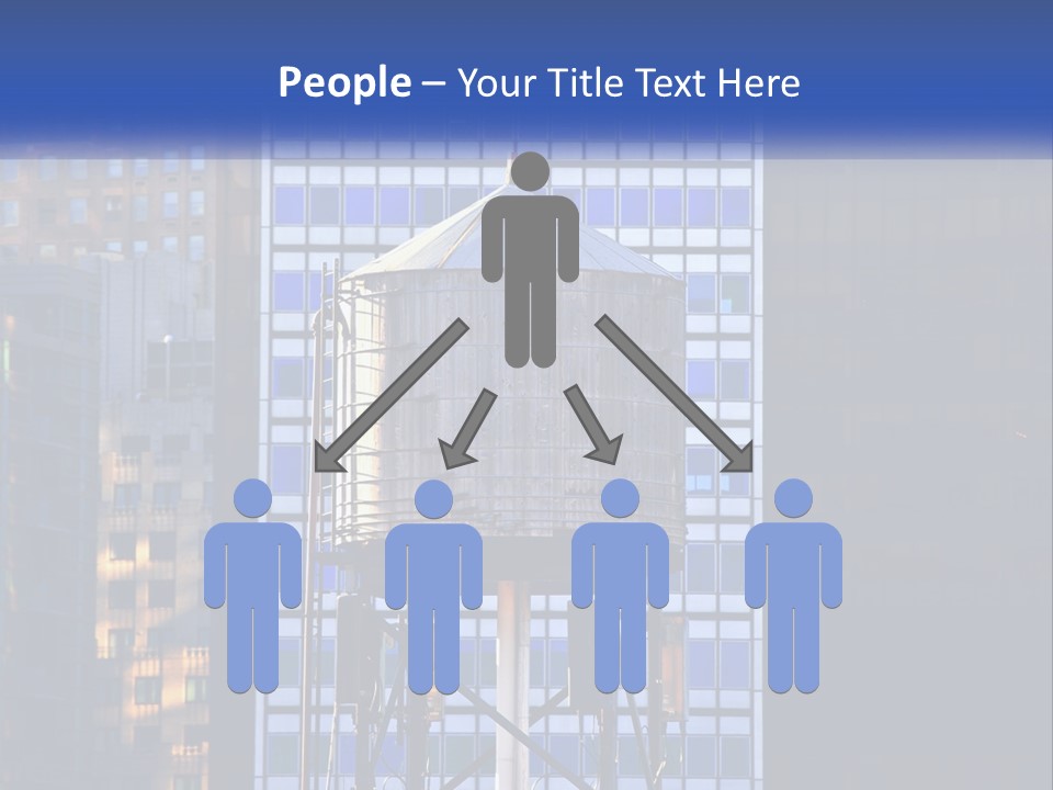 A Water Tower In Front Of A Tall Building PowerPoint Template