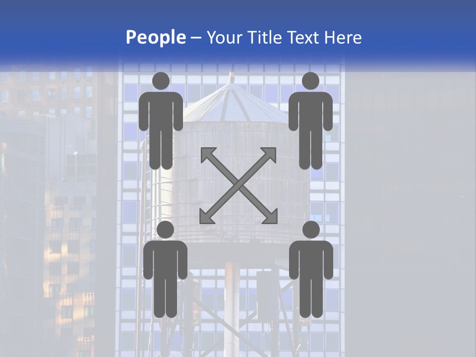A Water Tower In Front Of A Tall Building PowerPoint Template