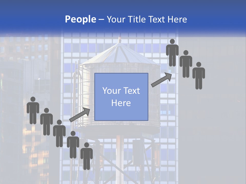 A Water Tower In Front Of A Tall Building PowerPoint Template