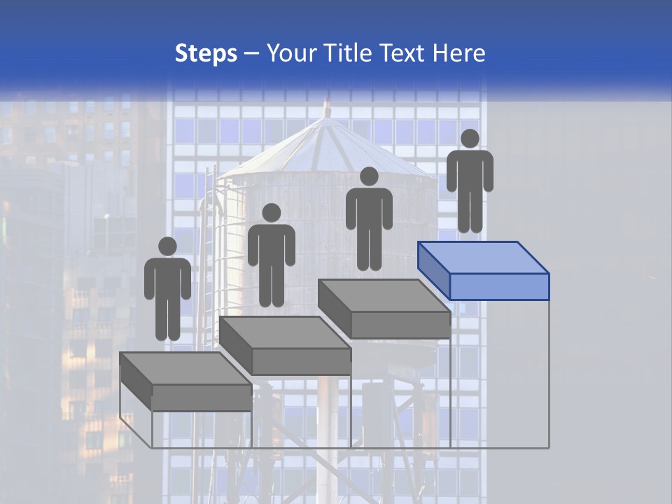 A Water Tower In Front Of A Tall Building PowerPoint Template