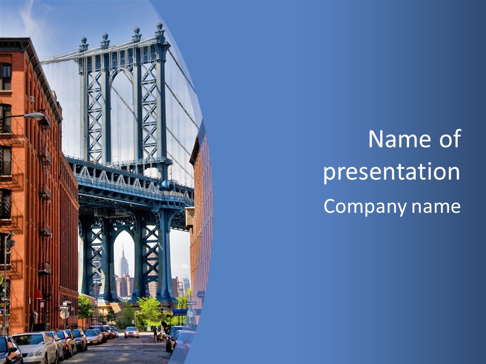A City With A Bridge In The Background PowerPoint Template