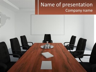 A Conference Table With A Plate Of Food On It PowerPoint Template