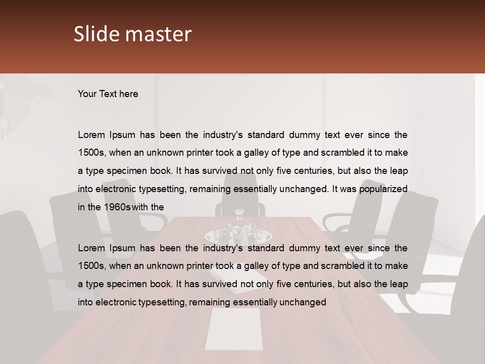 A Conference Table With A Plate Of Food On It PowerPoint Template