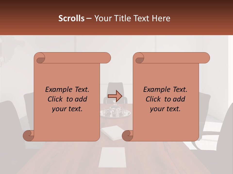 A Conference Table With A Plate Of Food On It PowerPoint Template