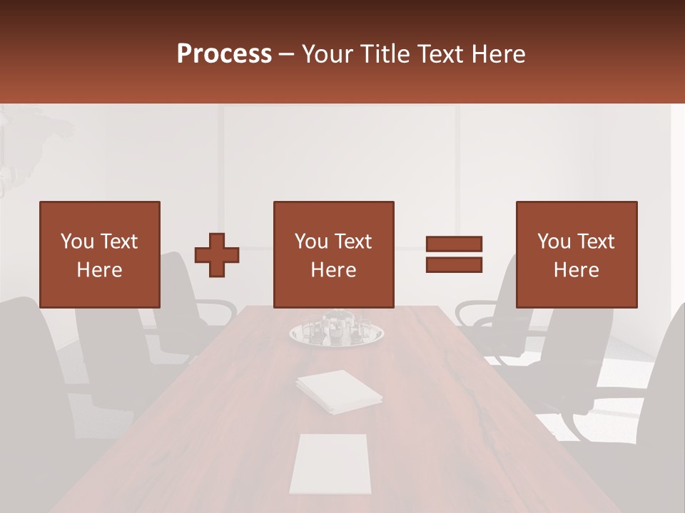 A Conference Table With A Plate Of Food On It PowerPoint Template