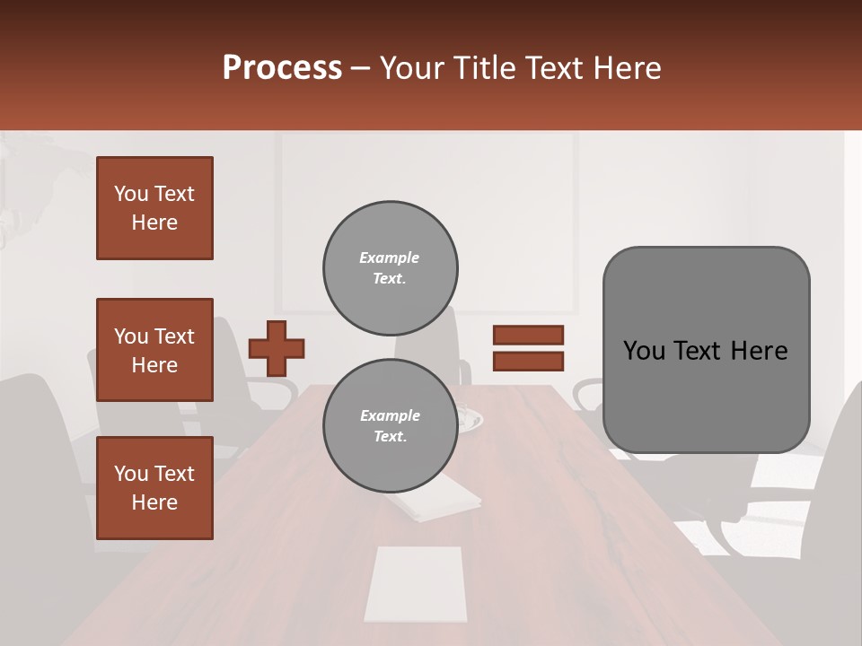A Conference Table With A Plate Of Food On It PowerPoint Template