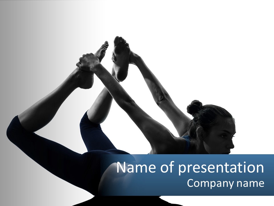 A Woman Is Doing A Yoga Pose With Her Hands In The Air PowerPoint Template