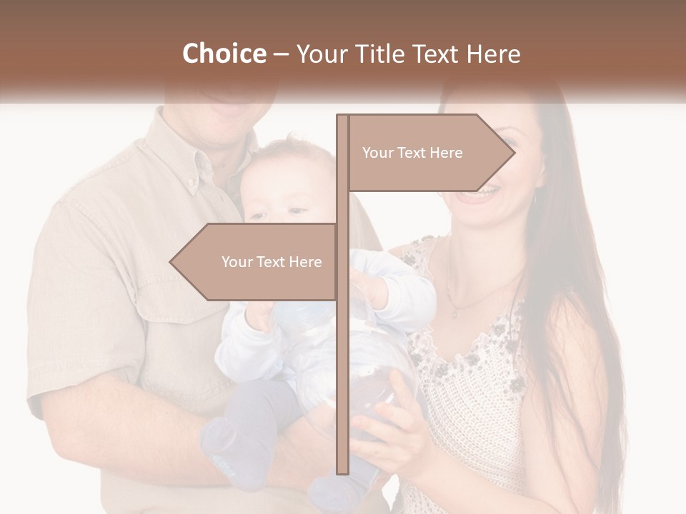 A Man And Woman Holding A Baby In Their Arms PowerPoint Template