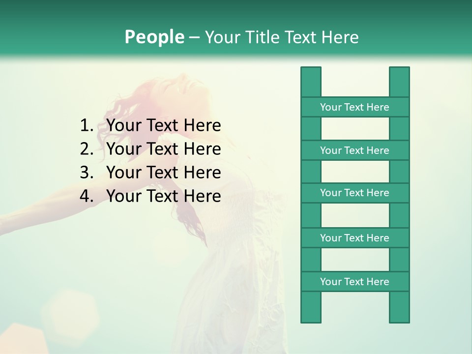 A Woman With Her Arms Outstretched In The Air PowerPoint Template