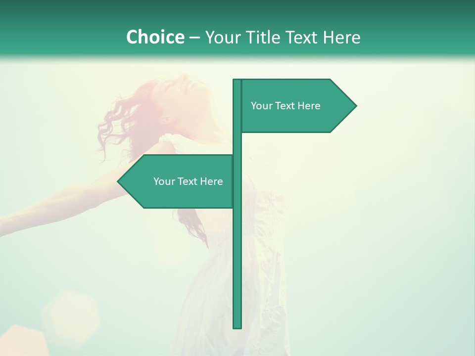 A Woman With Her Arms Outstretched In The Air PowerPoint Template