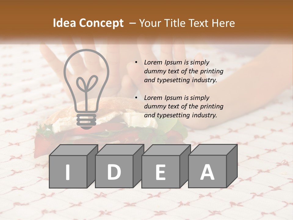 A Person Sitting At A Table With A Sandwich On It PowerPoint Template