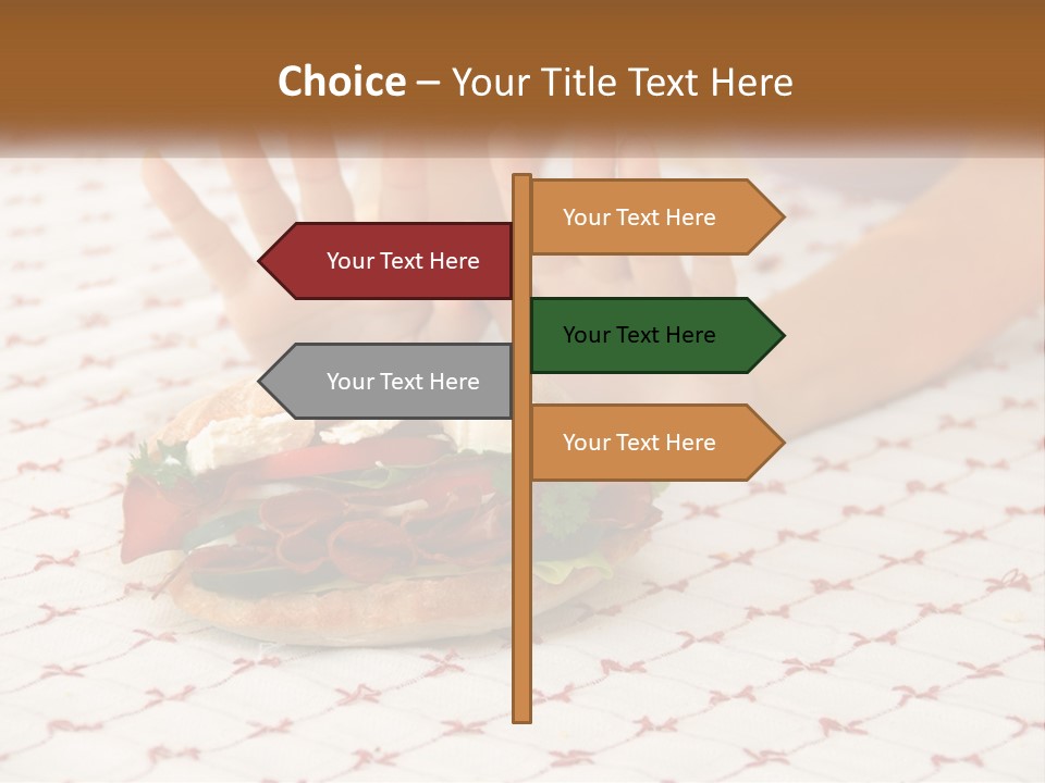 A Person Sitting At A Table With A Sandwich On It PowerPoint Template