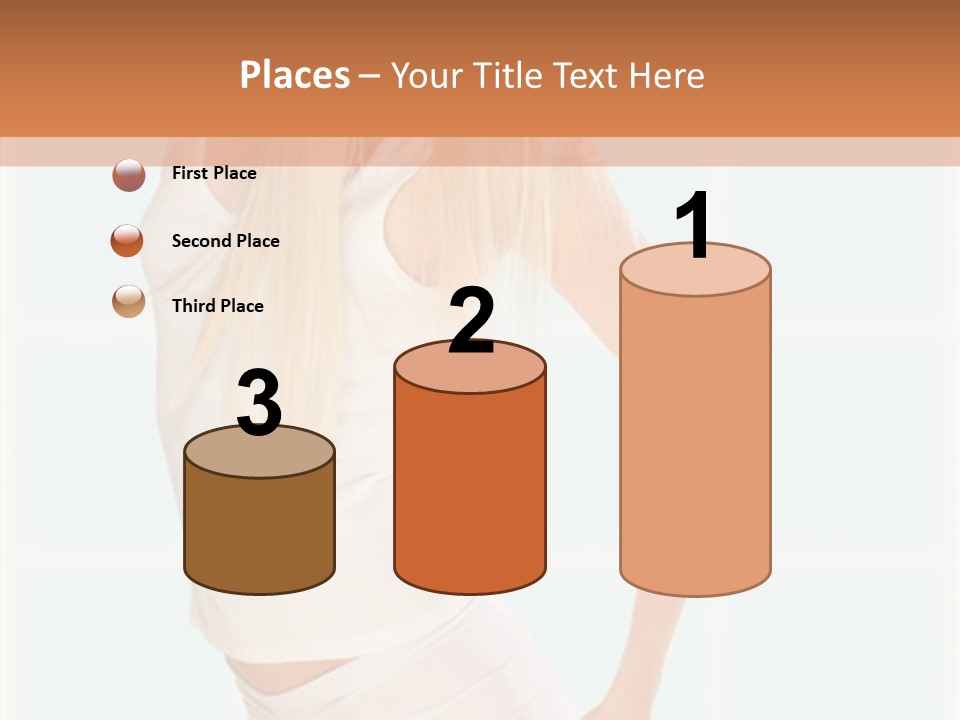 A Woman In A White Top Is Posing For A Picture PowerPoint Template